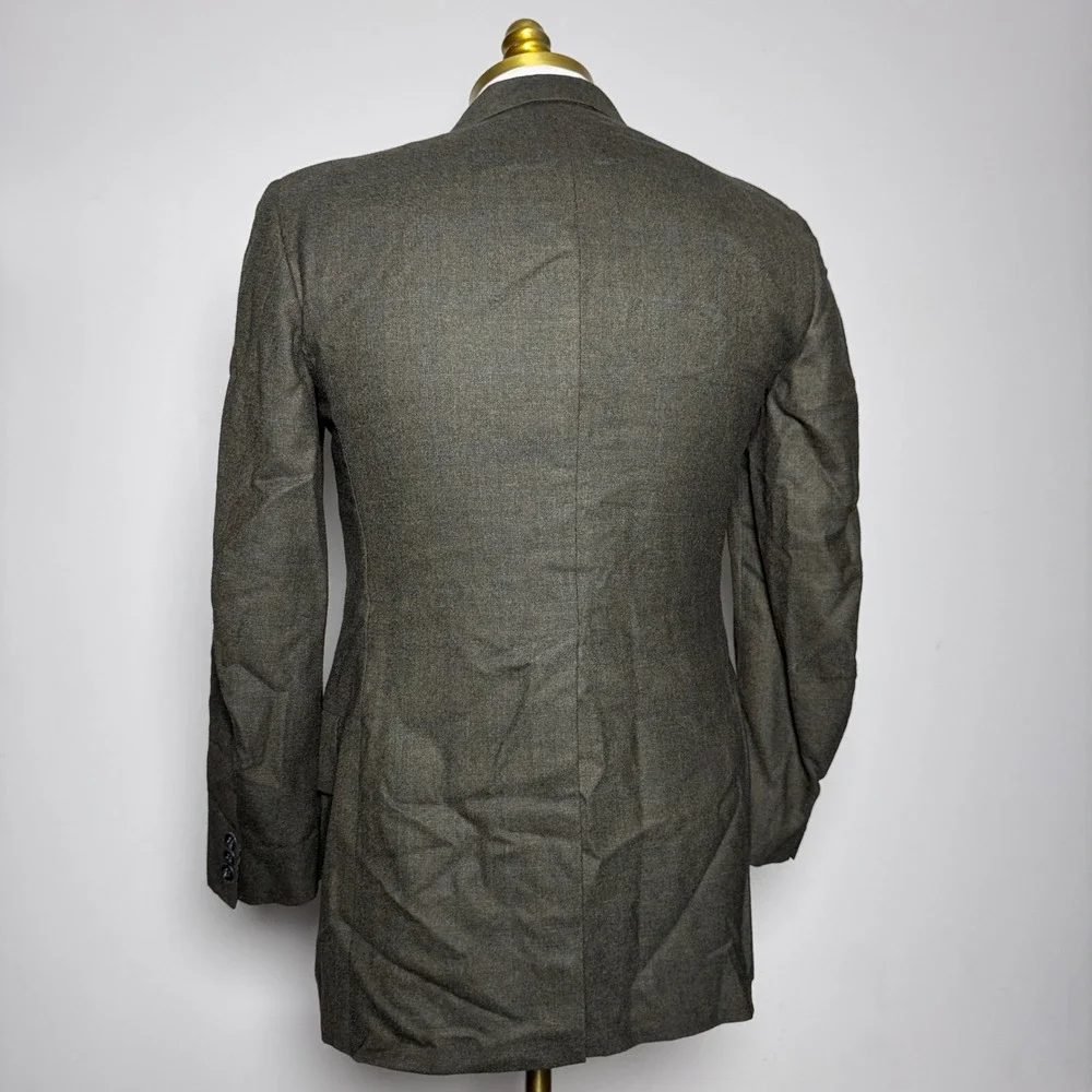 1970s Oxford Hall Blazer Mens 38 Olive Green Plaid Vintage 3-Button‎ Wool